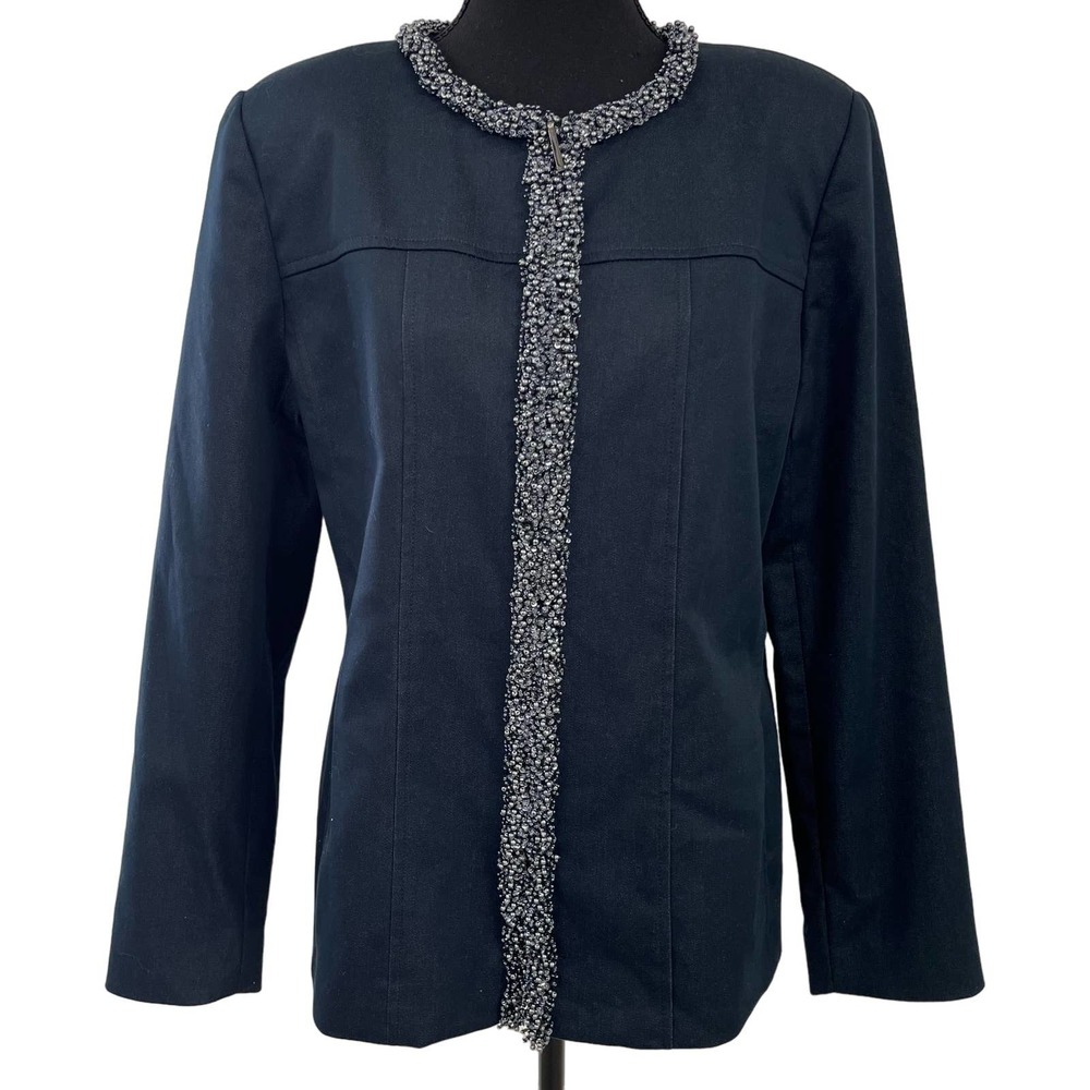 Doncaster Navy Beaded Trim Jacket 10